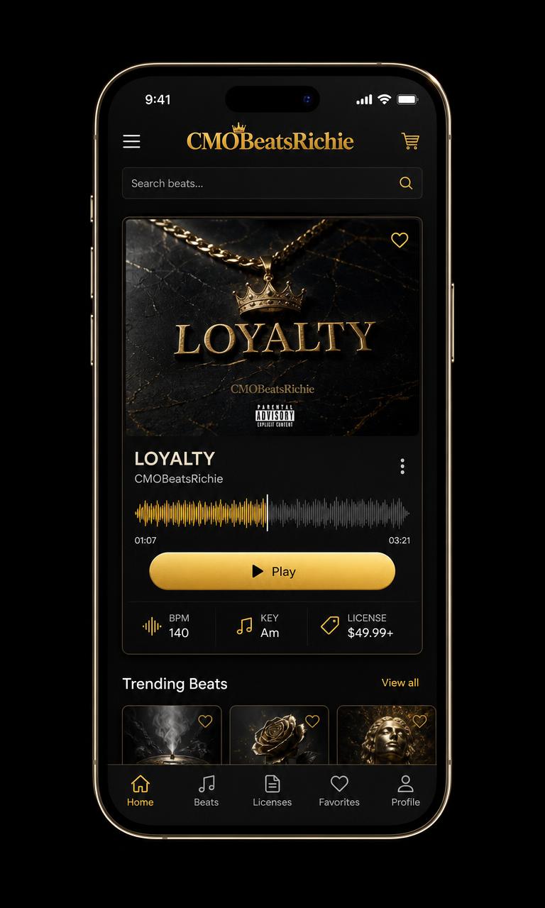 CMOBeatsRichie mobile app marketplace screen